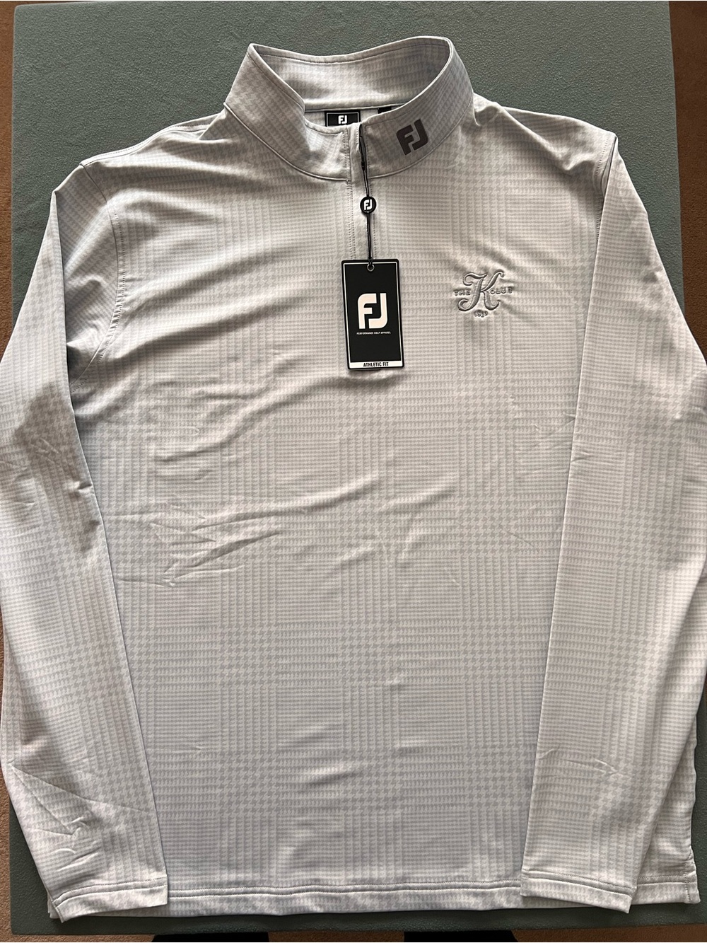 FootJoy Men's Light Gray/White Quarter-Zip Performance Sweater